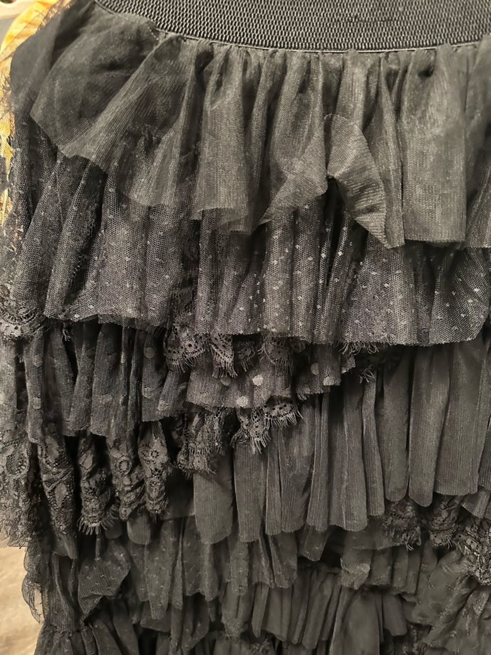 NWT Anthropologie Layered Black Ruffled Tulle Maxi Skirt (XS) - Picture 6 of 7